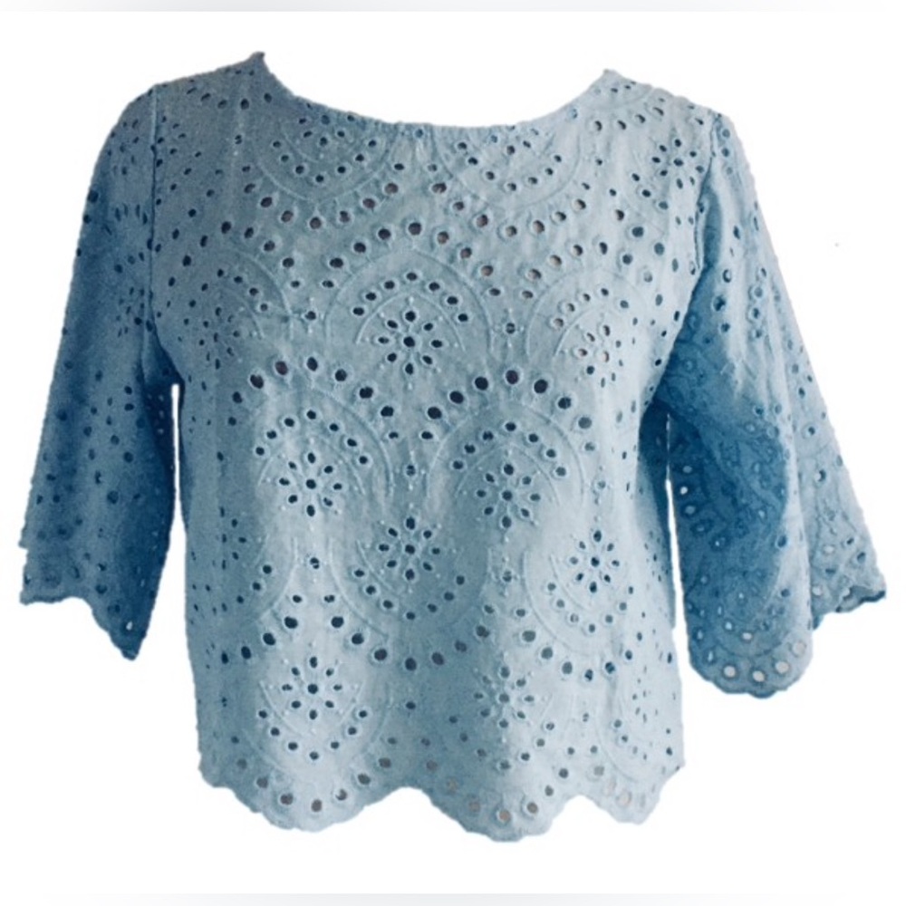L&A Fashion: Blue Lazer Cut Out Top